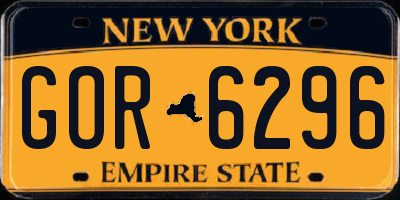 NY license plate GOR6296