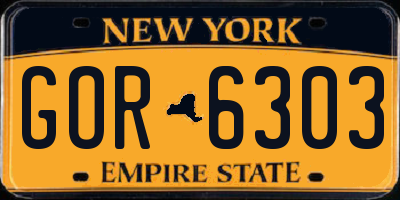 NY license plate GOR6303