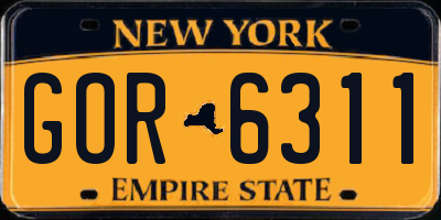 NY license plate GOR6311