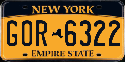 NY license plate GOR6322