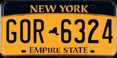 NY license plate GOR6324
