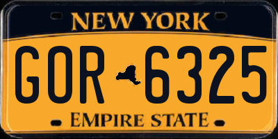 NY license plate GOR6325
