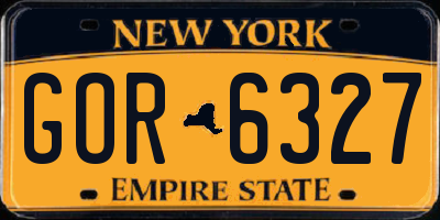 NY license plate GOR6327