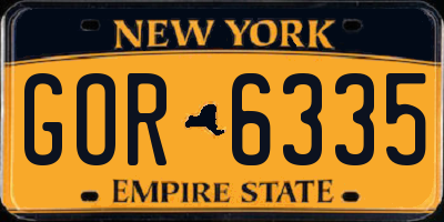 NY license plate GOR6335