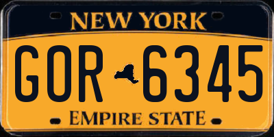 NY license plate GOR6345