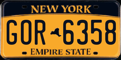 NY license plate GOR6358