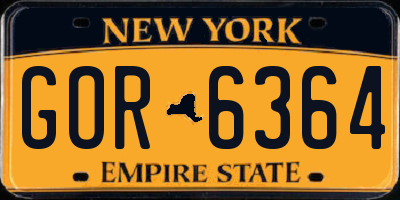 NY license plate GOR6364
