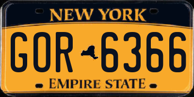 NY license plate GOR6366