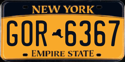 NY license plate GOR6367