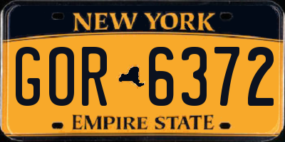 NY license plate GOR6372
