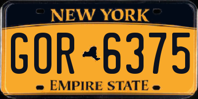 NY license plate GOR6375