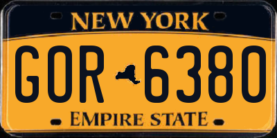 NY license plate GOR6380