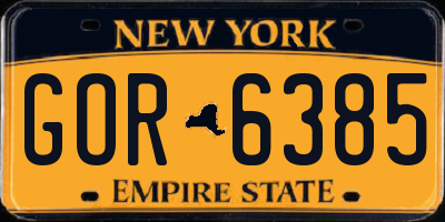NY license plate GOR6385