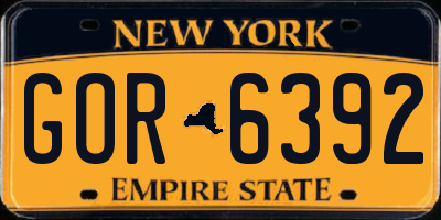 NY license plate GOR6392