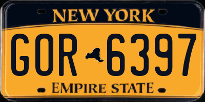NY license plate GOR6397