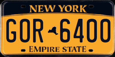 NY license plate GOR6400