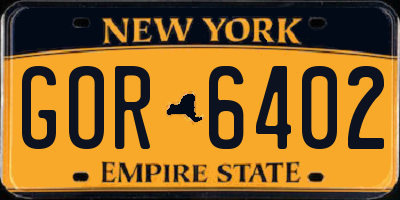 NY license plate GOR6402