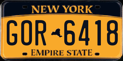 NY license plate GOR6418