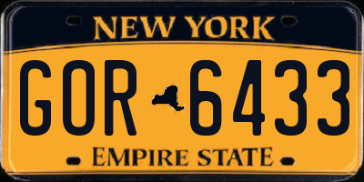 NY license plate GOR6433
