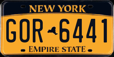 NY license plate GOR6441