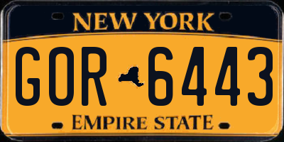 NY license plate GOR6443