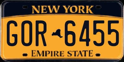 NY license plate GOR6455