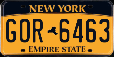 NY license plate GOR6463