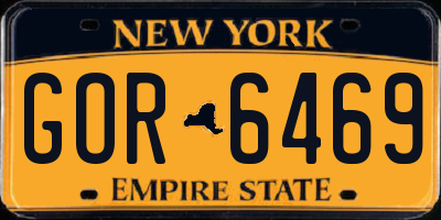 NY license plate GOR6469