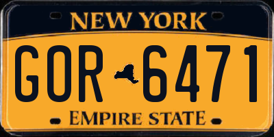 NY license plate GOR6471