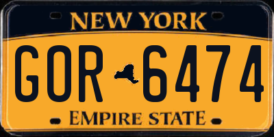 NY license plate GOR6474