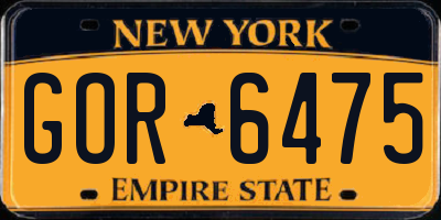 NY license plate GOR6475