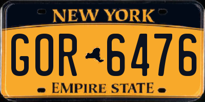NY license plate GOR6476