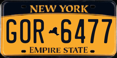 NY license plate GOR6477