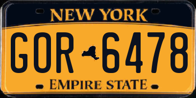NY license plate GOR6478