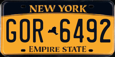 NY license plate GOR6492