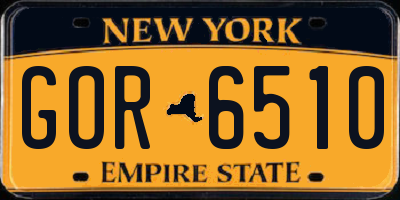 NY license plate GOR6510
