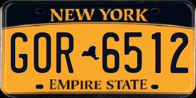 NY license plate GOR6512