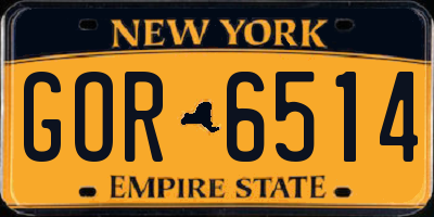 NY license plate GOR6514