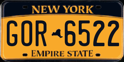 NY license plate GOR6522