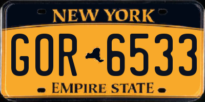 NY license plate GOR6533