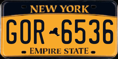 NY license plate GOR6536