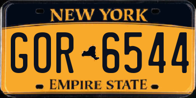 NY license plate GOR6544