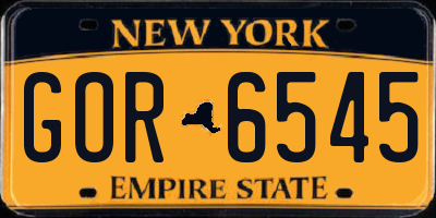 NY license plate GOR6545
