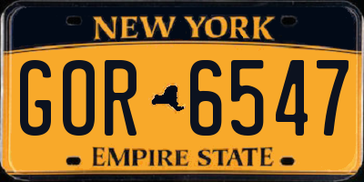 NY license plate GOR6547