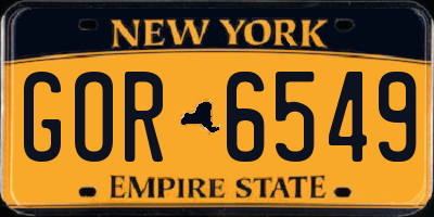 NY license plate GOR6549