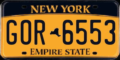 NY license plate GOR6553