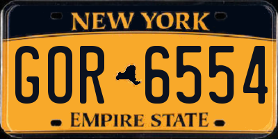 NY license plate GOR6554