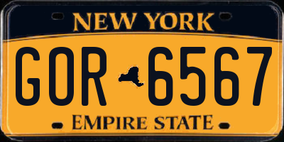 NY license plate GOR6567