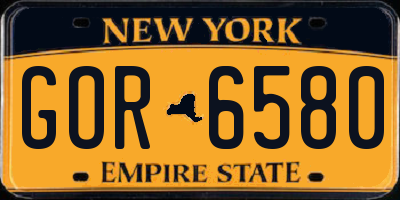 NY license plate GOR6580