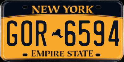 NY license plate GOR6594